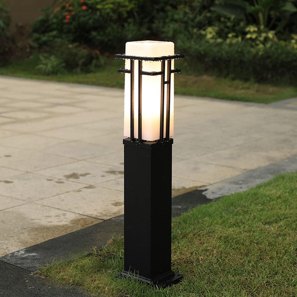 Modern Outdoor Path Lights E27 1-Light Glass Shade Yard Lamps External Waterproof Lawn Lights Outside Floor Mount Lighting,Led Ceiling Pendant Lamp