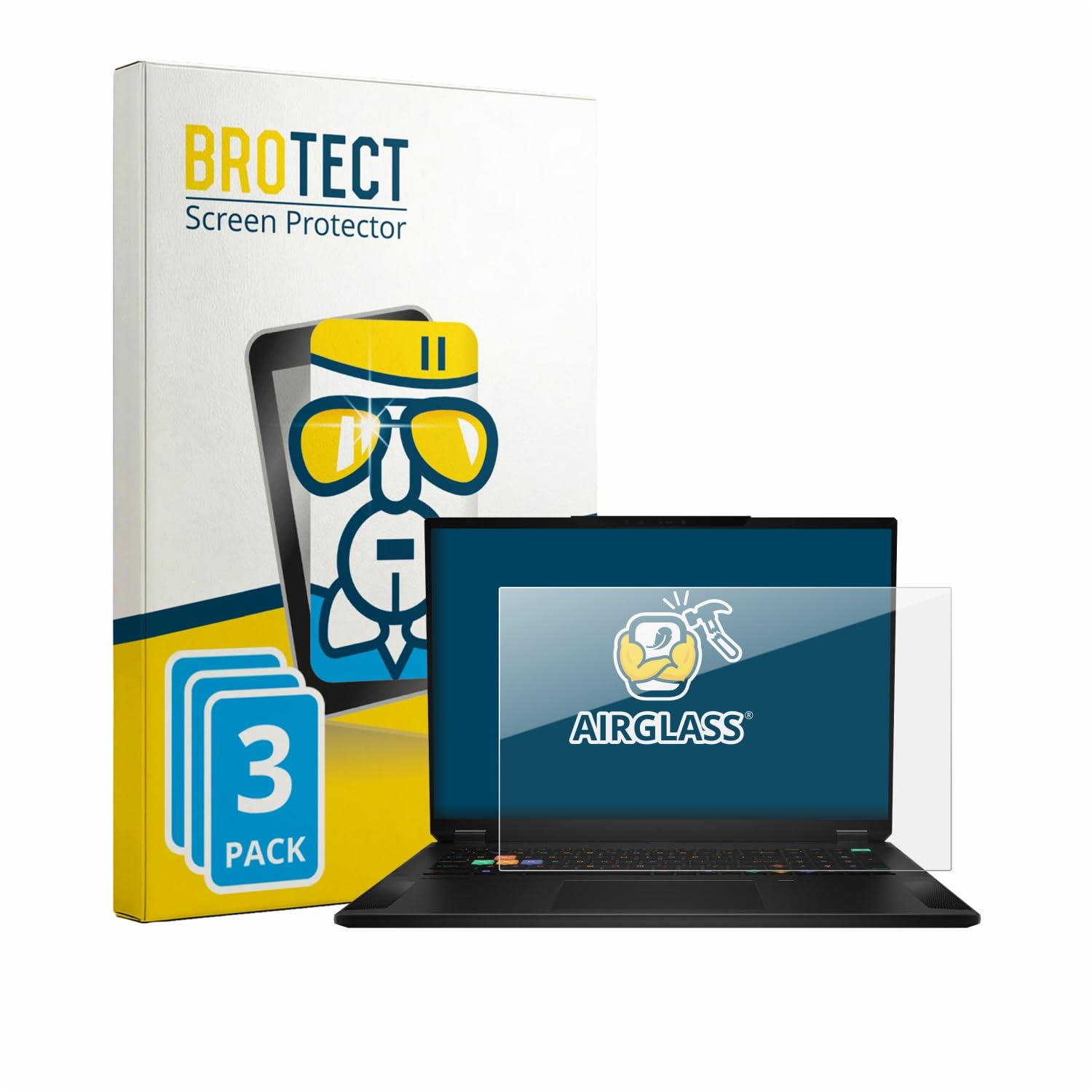BROTECT Protector Pantalla Cristal para MSI Stealth 18 HX AI Protector Vidrio (3 Unidades) - [Dureza 9H, Anti-Arañazos]