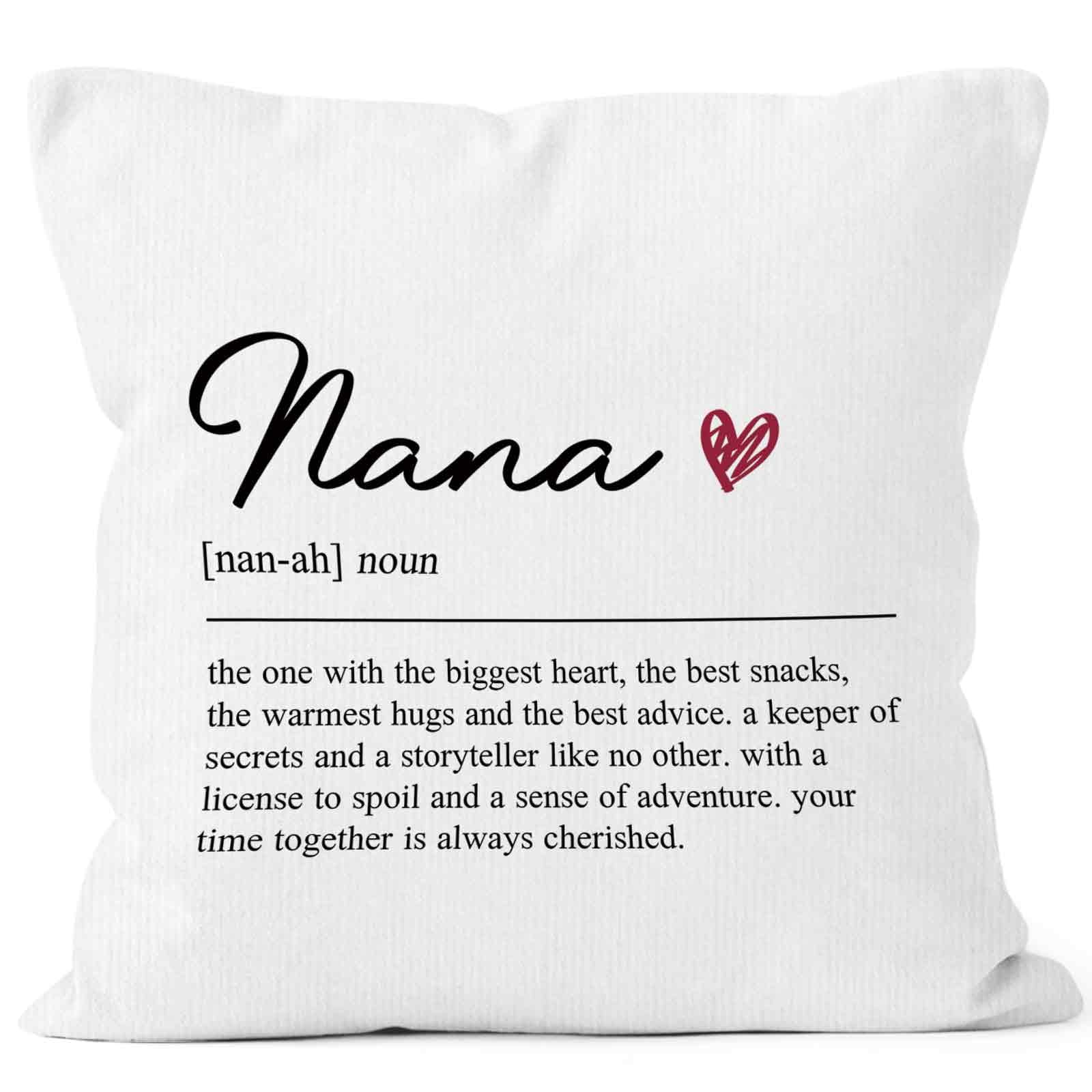 MONALET Nana Definition Gifts Throw Pillow Cover 18x18, Birthday Pillow Case for Grandmother, Grandma Square Decor Pillowcase for Home Bedroom Living