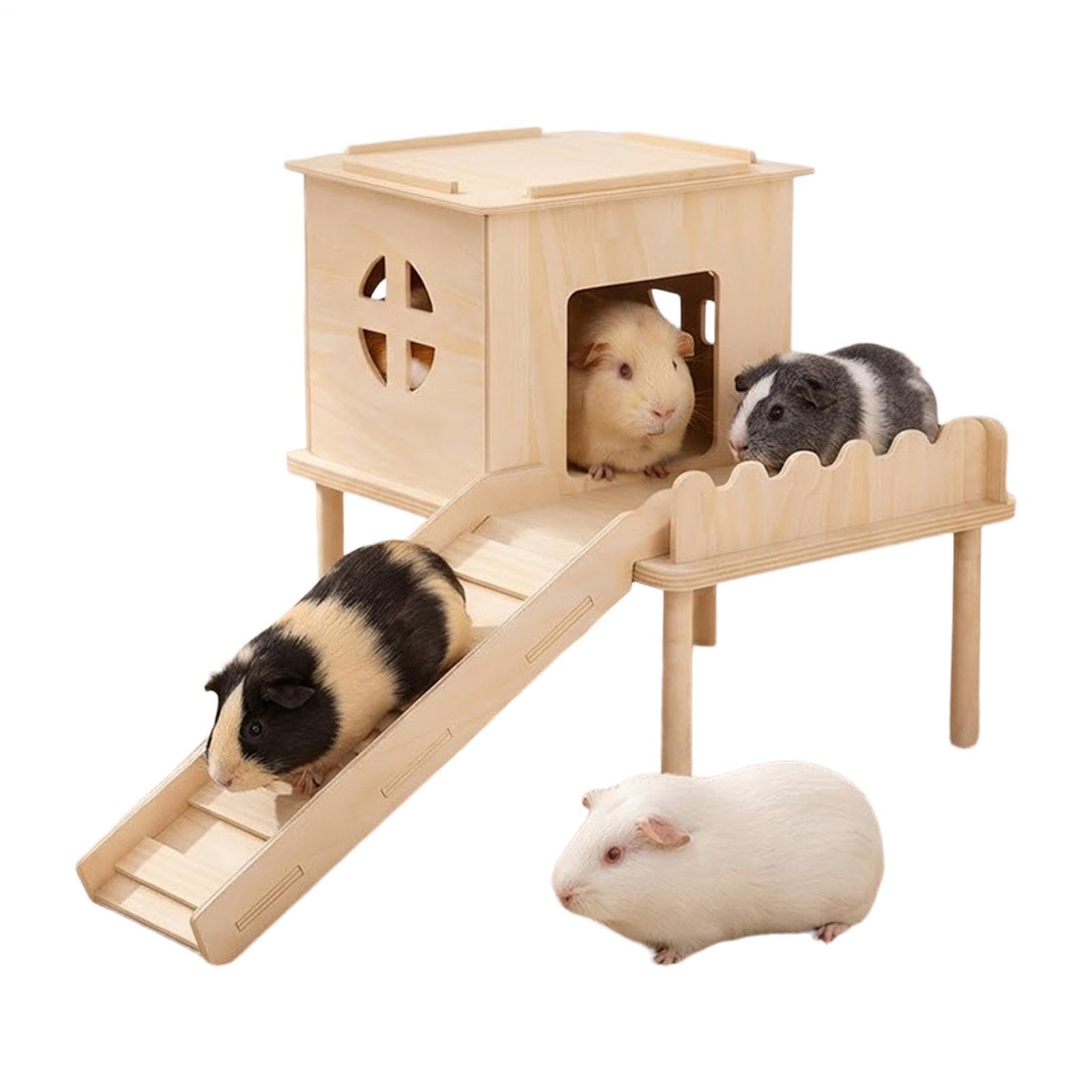 Hamsterhaus aus Holz, doppellagig, Rückzugsort für kleine Haustiere mit