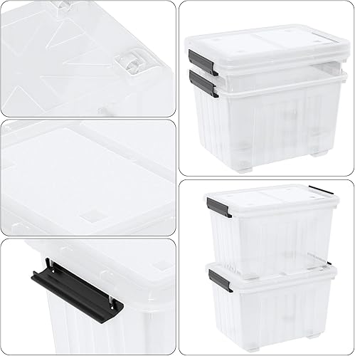 Miniatura 2 de Kiddream Cajas de plástico transparente de 50 cuartos de galón con ruedas, contenedores de almacenamiento grandes con tapas, juego de 4