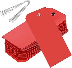 Rebower 100Pcs Plastic Shipping Tags 4.72x2.36 Inch Red Waterproof ...