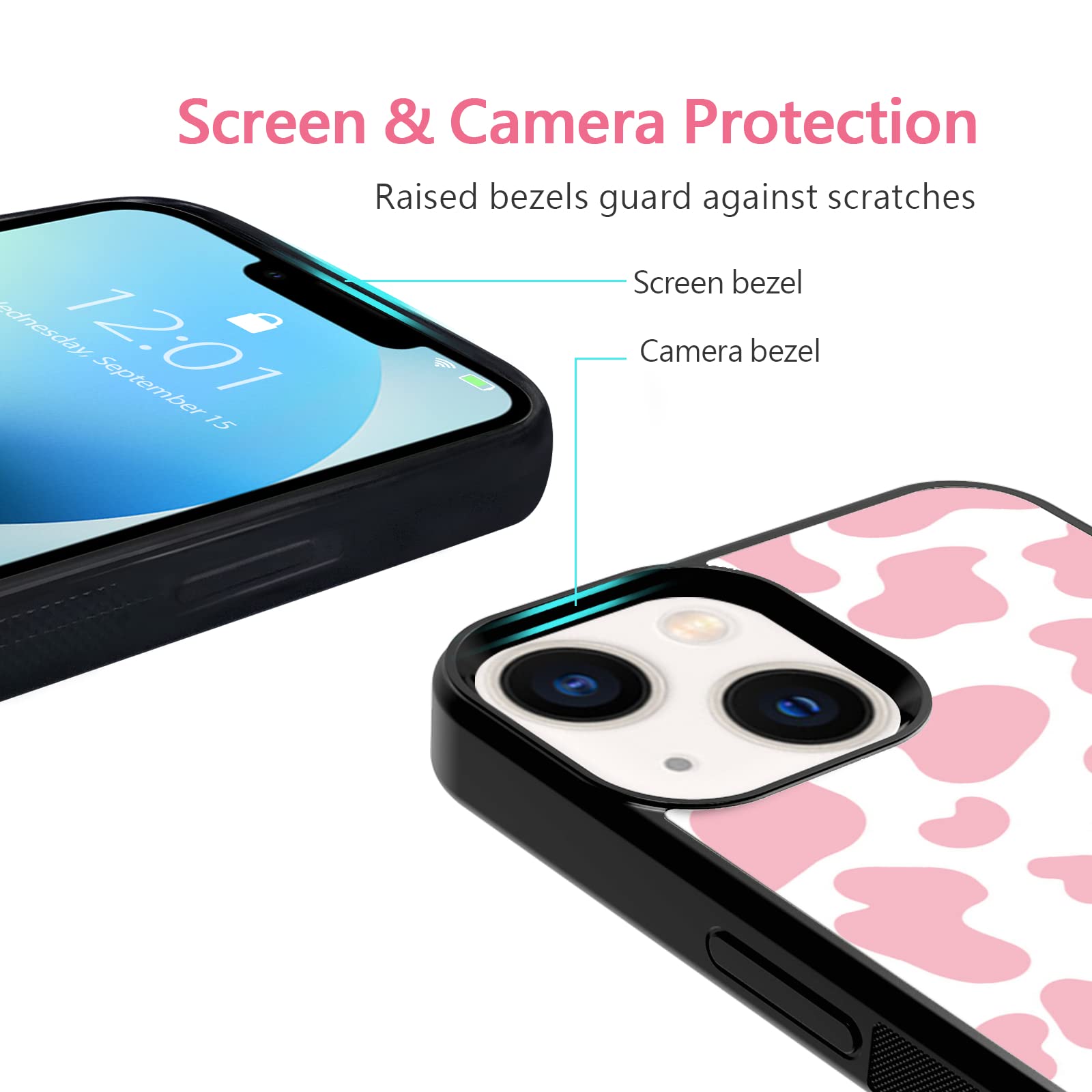 Efitoo Handyhülle Für IPhone 15 Pro Max – Niedliches Kuhmuster, Transparent Mit Rosa, TPU/Silikon, Stoßfest