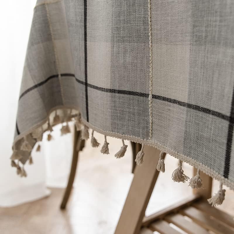 Miniatura 6 de Neelvin Mantel rectangular rústico grueso de arpillera de algodón y lino, impermeable, sin arrugas, para cocina, comedor, 55 x 87 pulgadas, 6-8