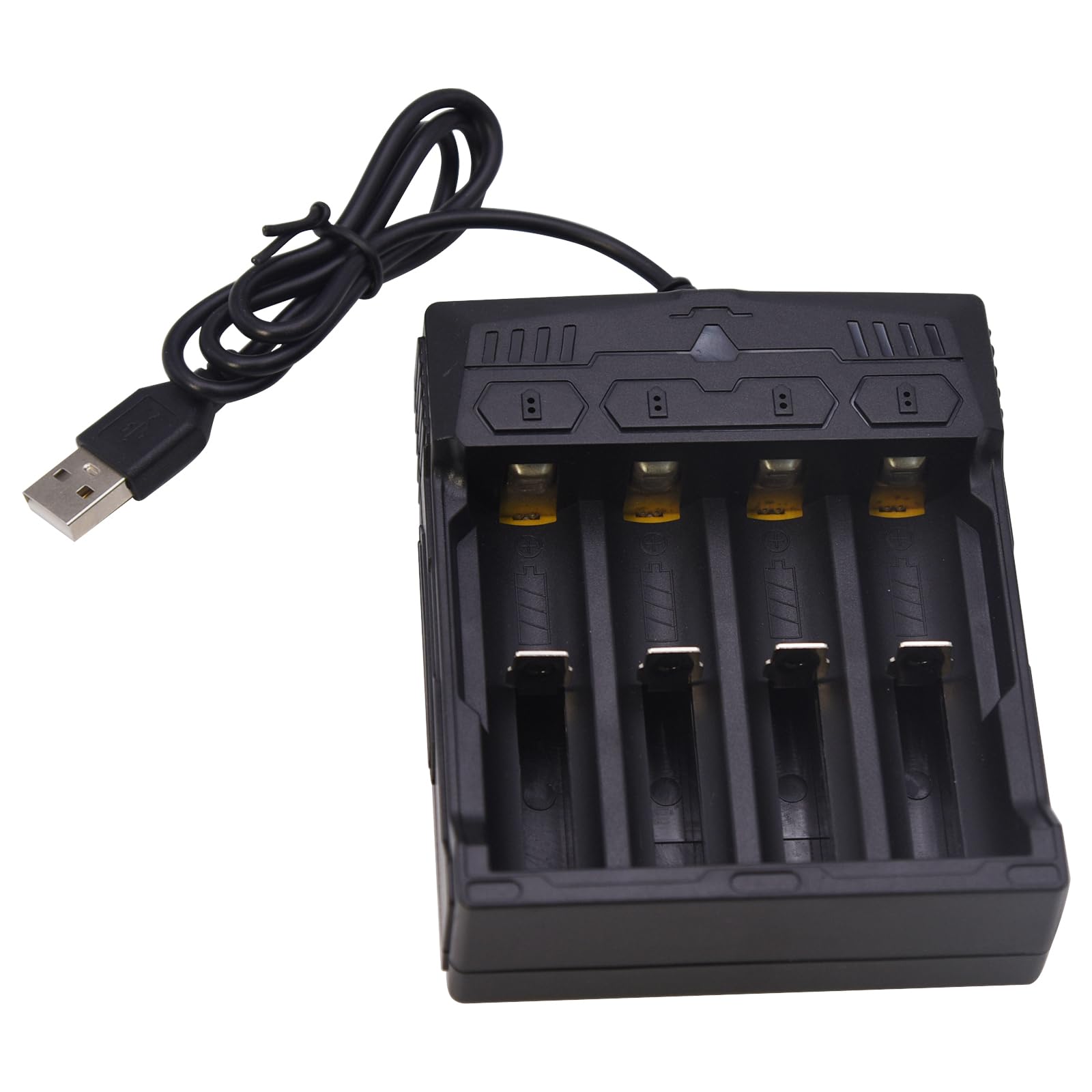 Blomiky 4 Bay Universal Charger with USB Interface Fit for 3.7V Rechargeable 18350 18500 18650 26650 21700 10400 14500 16340 16650 Lithium-ion Battery/Li-ion Charger