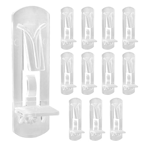 Biaungdo 12 clavijas de plástico con bloqueo para estantes, pasadores transparentes de 0.236 in, clips autobloqueantes para estantes de gabinete,