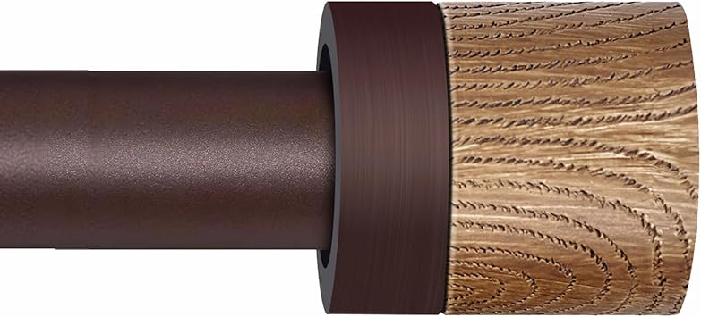 Bronze Curtain Rods for Windows 32 to 45 Inches(2.6-3.75ft),1 inch Adjustable Window Curtain Rods with Imitation Wood Grain Finials,Heavy Duty Decorative Drapery Rod for Bedroom,Kitchen and patio