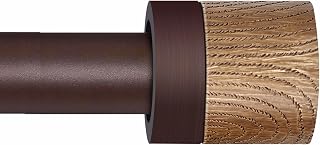 1 Pack Boho Rustic Adjustable Wood Curtain Rod 32-45 Inch, Bronze
