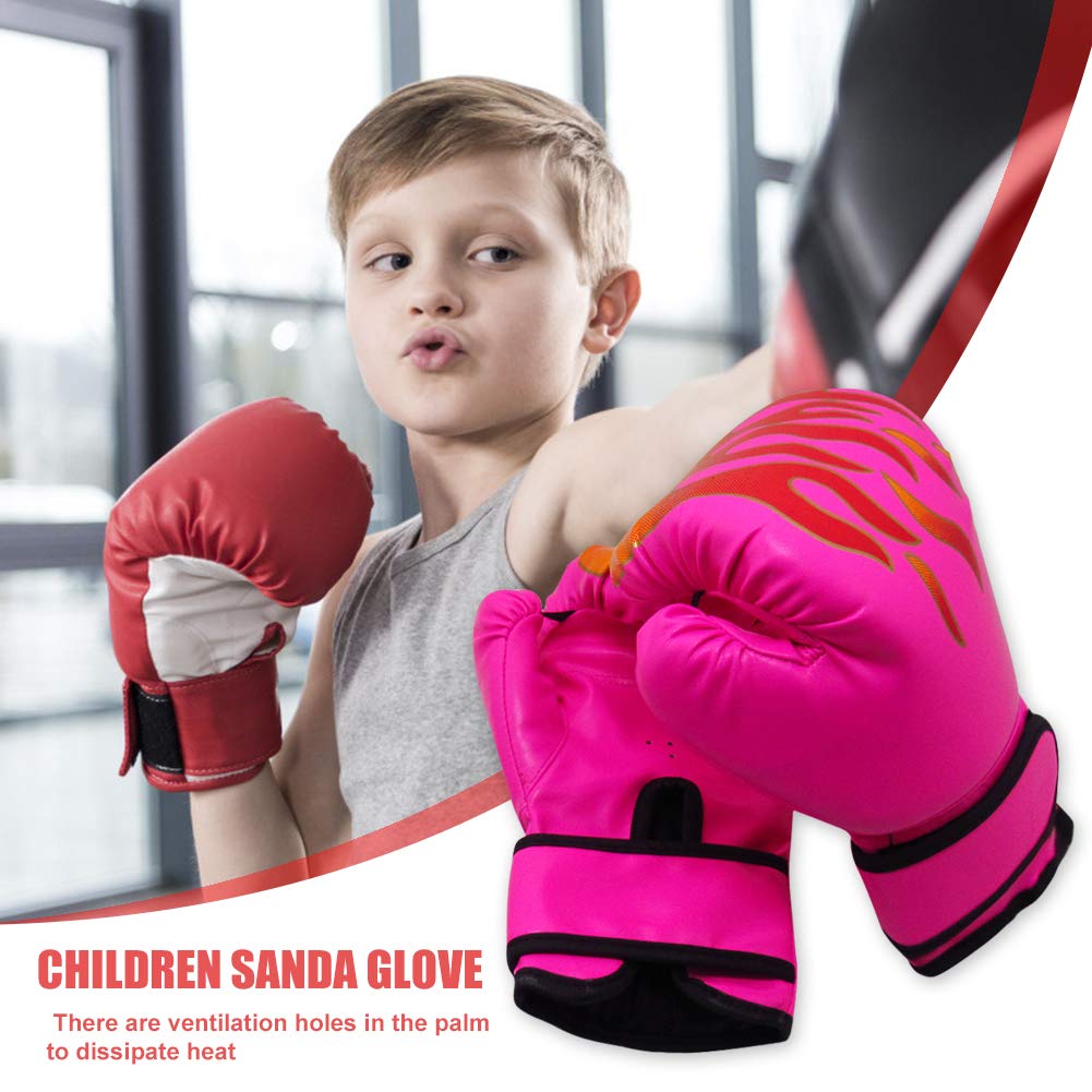 Wangqi 2 Stücke Boxen Training Kampfhandschuhe Kind Atmungsaktive Sparring Flamme Handschuhe