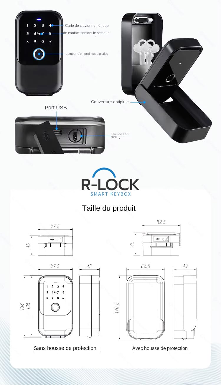 Boitier de vérouillage de clé en Aluminium étanche iP65, empreinte digitale, carte RFID, mot de Pass, Tuya App