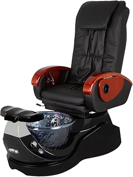 Pibbs PS85-R Milan Pedicure Spa Chair for Professional Spas and Salons, Roller Massage Top, Built-in LED Lights, Electric Recline and Forward/Back, PIB-PS-85-R