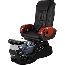 Pibbs PS85-R Milan Pedicure Spa Chair for Professional Spas and Salons, Roller Massage Top, Built-in LED Lights, Electric Recline and Forward/Back, PIB-PS-85-R