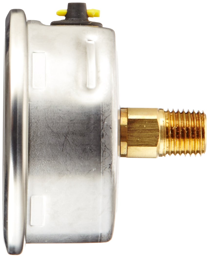 WIKA 9767215 Industrial Pressure Gauge, Liquid/Refillable, Copper Alloy Wetted Parts, 2-1/2" Dial, 0-100 psi Range, +/- 2/1/2% Accuracy, 1/4" Male NPT Connection, Center Back Mount