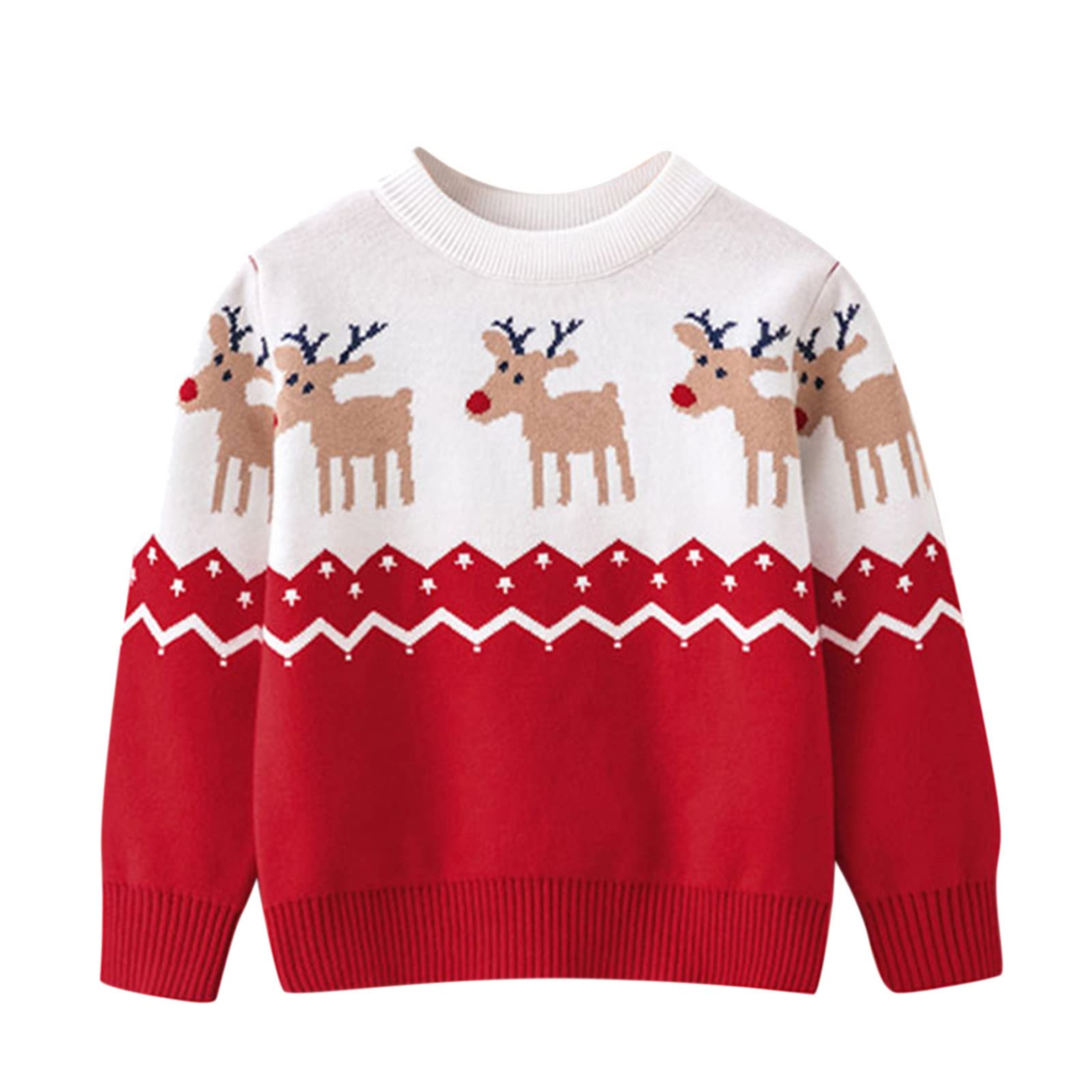 RNTOP Kids Toddler Boys Girls Christmas Sweater Clothes Baby Long Sleeve Crewneck Pullover Knitted Fall (Red, 2-3 Years)