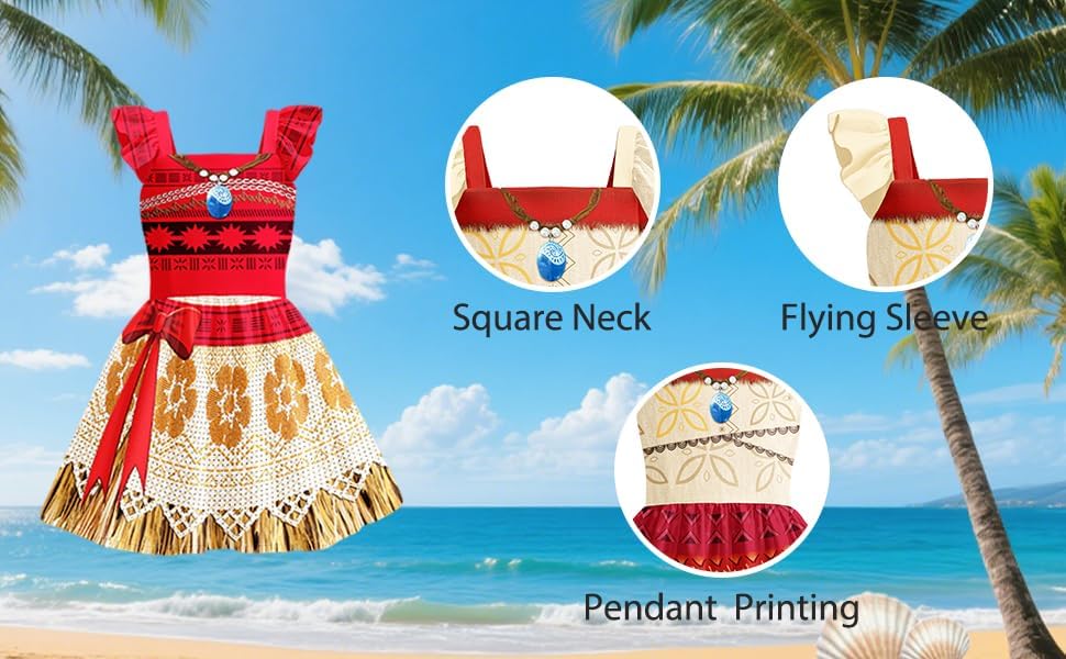 Little Girls Princess Costume Dress Ocean Adventure Movie 2 Halloween Outfit Birthday Party 3-12Y Kids - Image 3