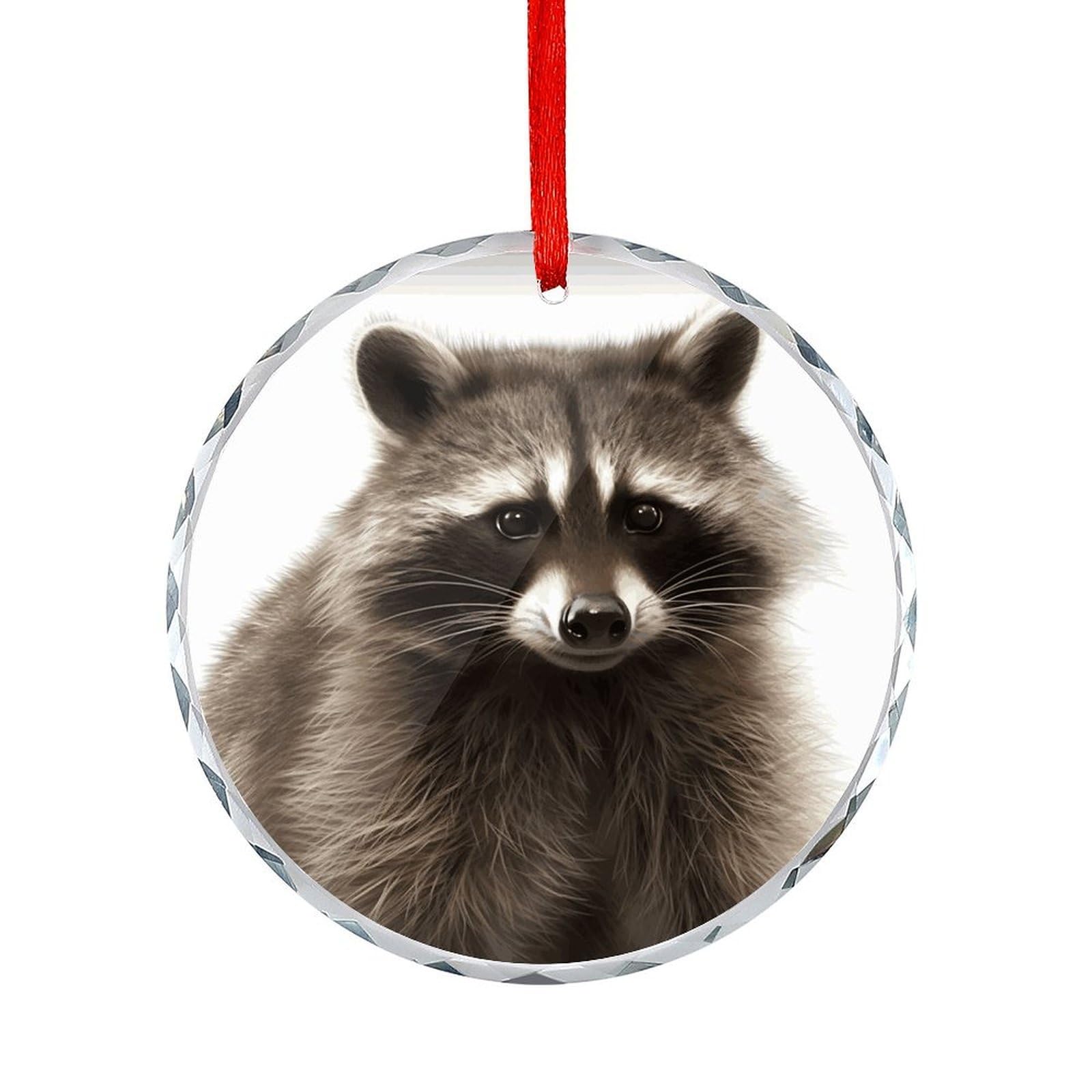 Btcowzrv Style Hairy Raccoon Round Ornament Hanging Pendant Decor