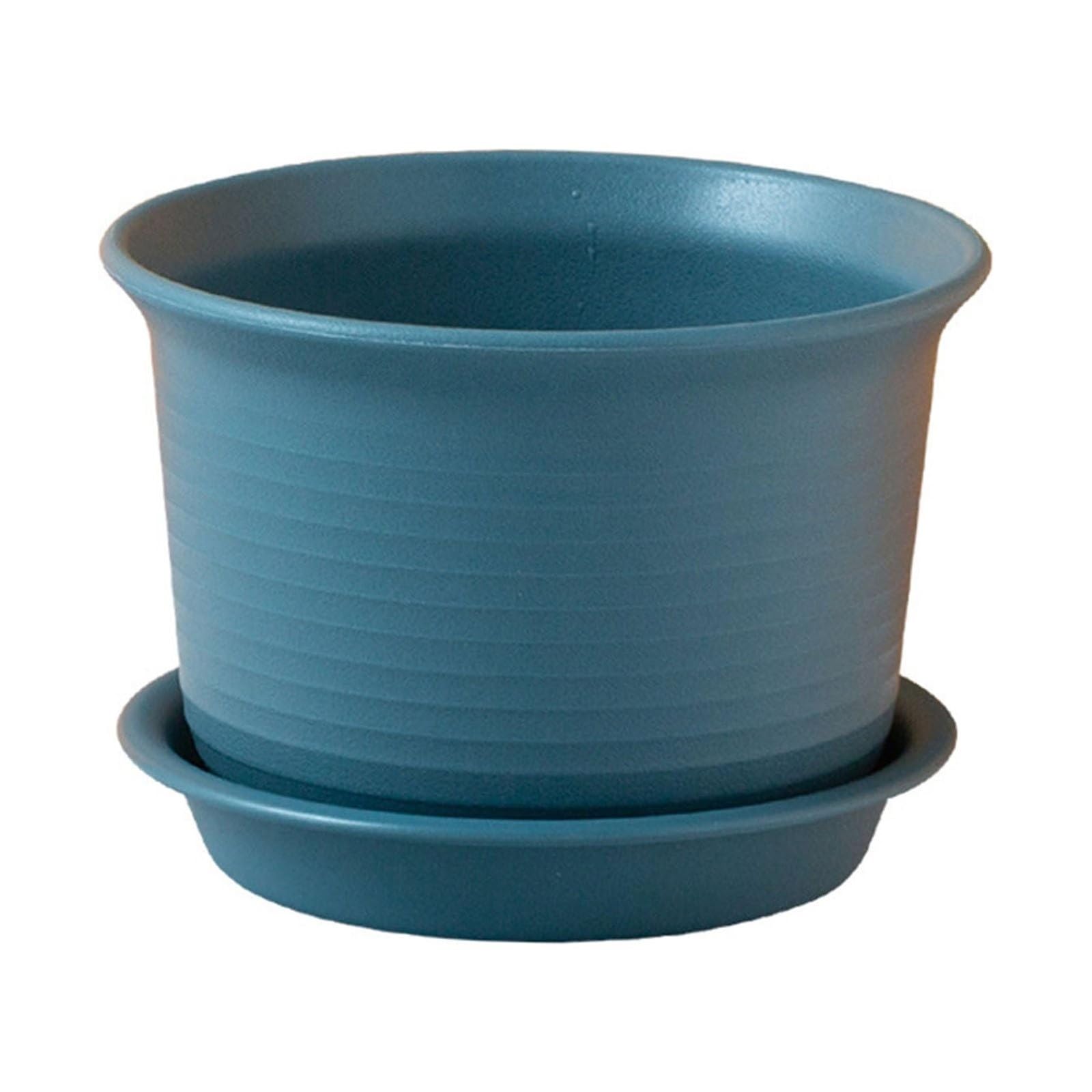 Plastic Plant Pots, Large Self Watering Plant Pots Indoor with Drainage Holes and Saucers, Flower Pots, Modern Decorative Windowsill Planter Pot for Garden (Blue-15CM)