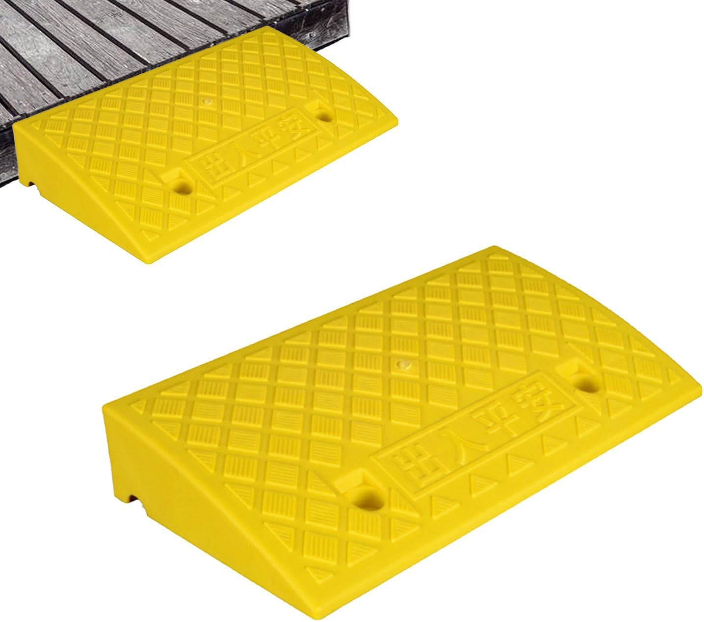 Car Ramps - Driveway Threshold Step Mat, Non Slip Garage Flooring with Textured Traction Gradual Incline Edge Weather Resistant Build, Smooth Vehicle Transition, Ideal for Scooters Mo