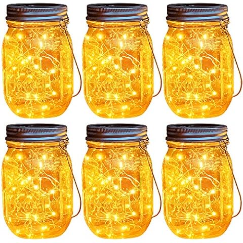 Aubasic Solar Mason Jar Lights, 6 Pack 30 LEDs Fairy Fireflies String Lid Lights, Solar Powered Glass Mason Jars, Best Patio Yard Desktop Party Decor Solar Lanterns (6 Jars Included) Cover