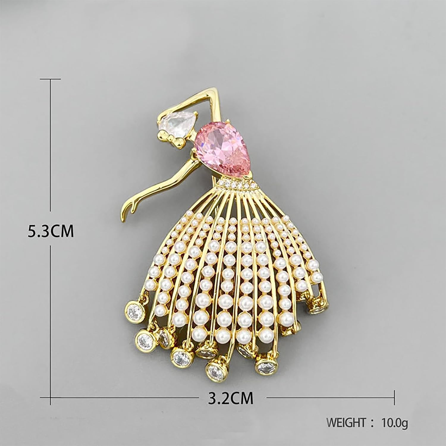 Elegant Dancer Brooch for Women 14K Gold Plated Art Deco Lapel Pin Fashion Jewelry Gift for Women Dancer Lovers