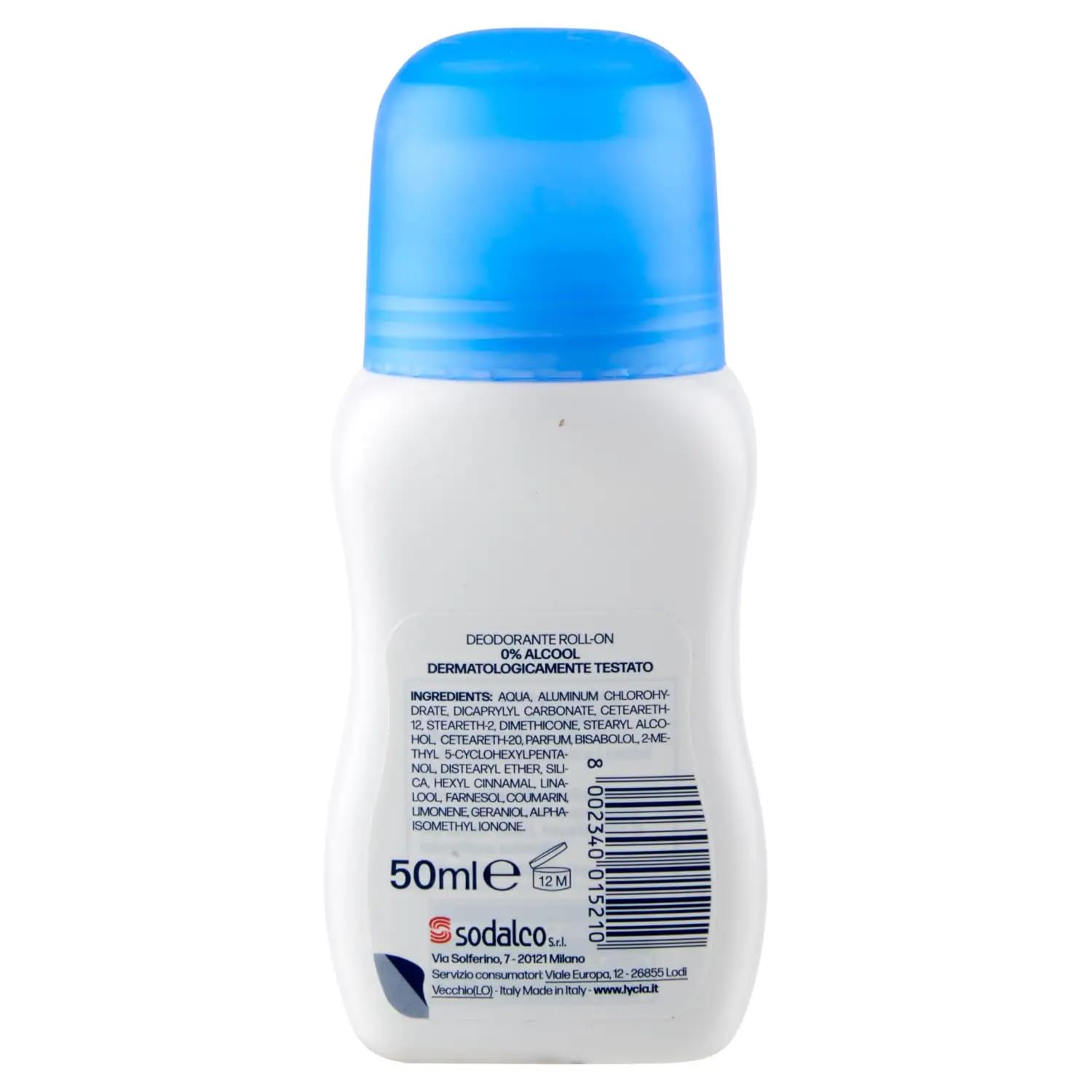 12x Lycia Deodorante Roll-On Original,Deodorant,mit Trockeneffekt-Mikroschwämmen - Deo 50ml + Beni Culinari Kostenloser Schlüsselanhänger