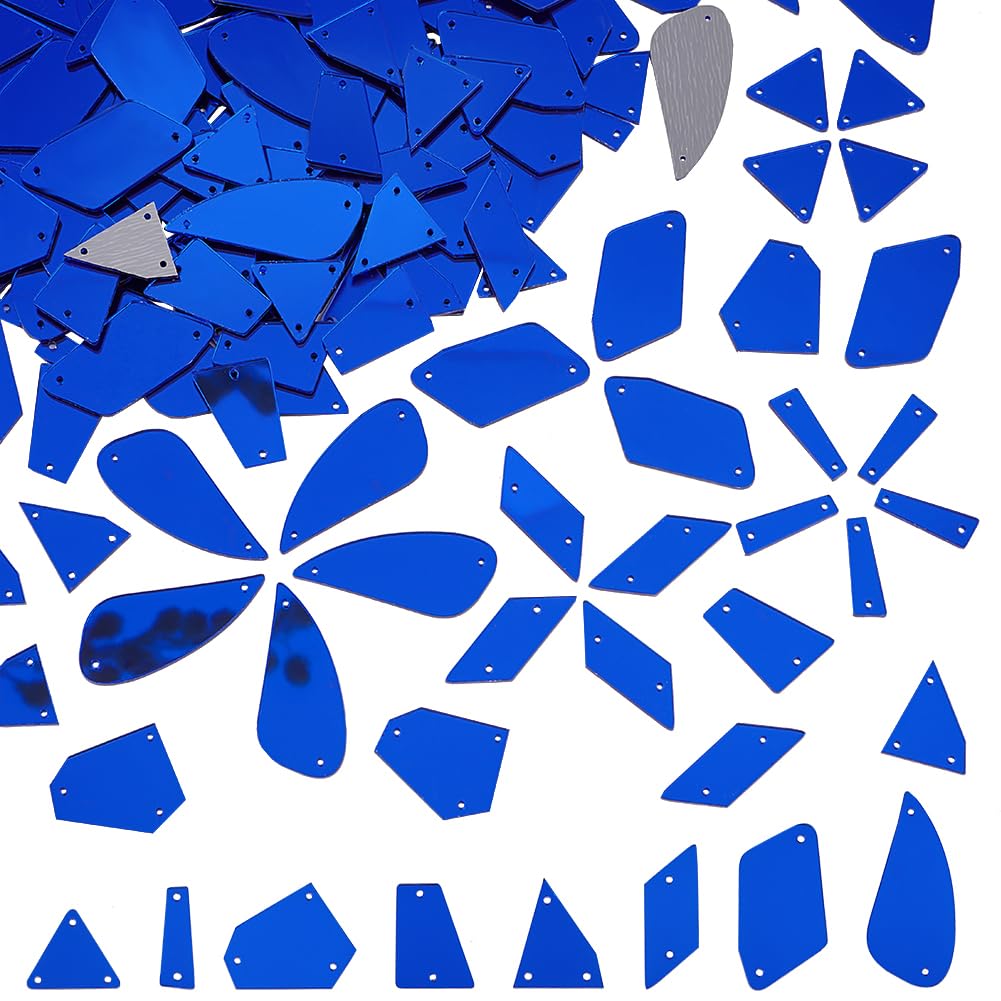 Strass miroir à coudre bleu PH PandaHall en acrylique pour costume de scène lot de 144