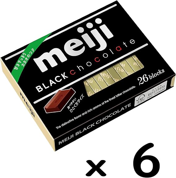 Meiji Black Chocolate Box, 4.2 oz 120 g x 6 Boxes + Meiji Milk Chocolate Box, 4.2 oz 120 g x 6 Packs