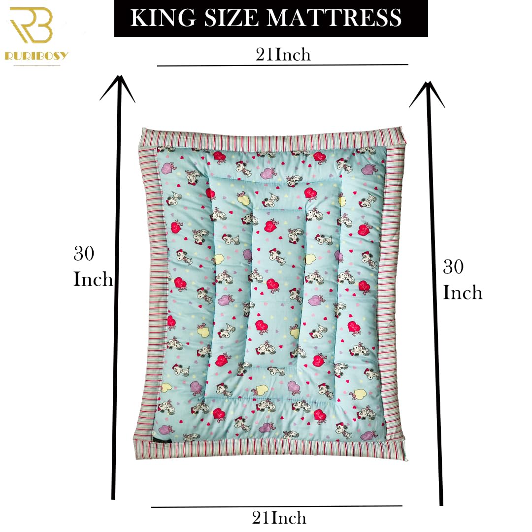 RURIBOSY |Bedding Mattress for Cotton, Baby Sleeping Bed Set Godari Baby Cradle Bed |Sleeping Mat |Multi Purpose Cushioned Bed | Made with Pure Cotton | Multi-Size (Queen) 4