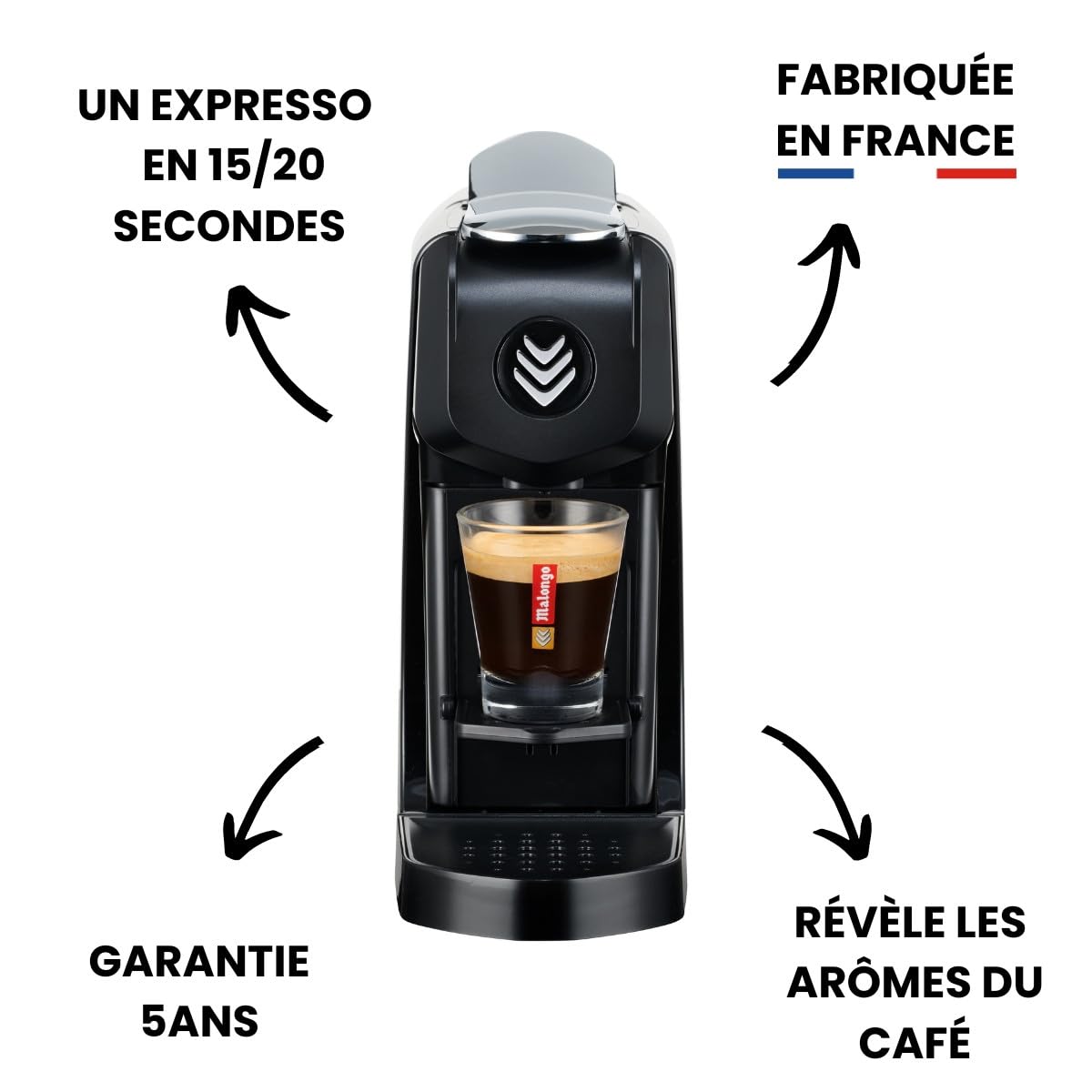 Machine à dosettes Expresso EOH noir mat, fabriquée en France - Malongo