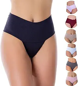 KIT 5 CALCINHA CINTURA ALTA ZERO BARRIGA POWER FITNESS COS DUPLO
