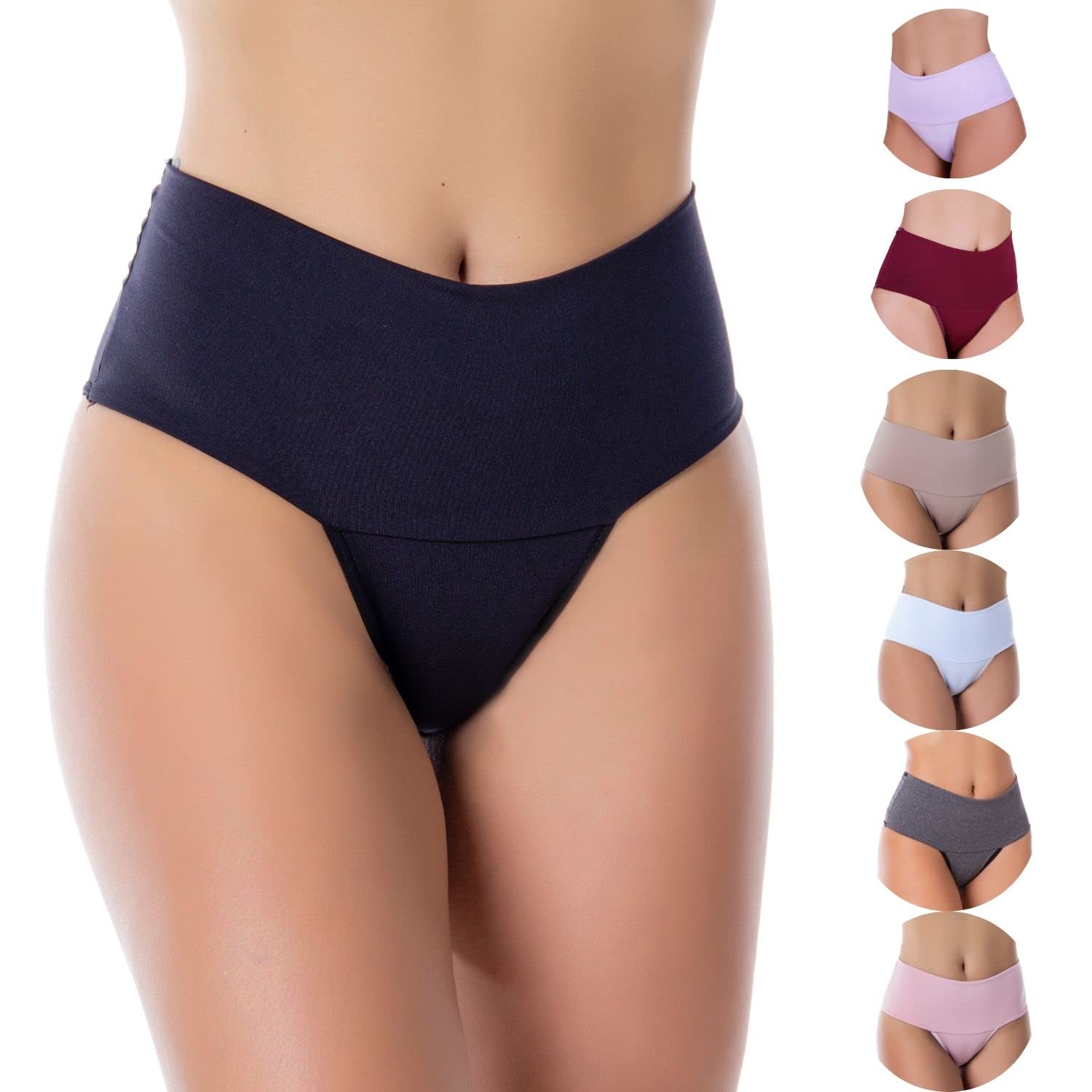 KIT 5 CALCINHA CINTURA ALTA ZERO BARRIGA POWER FITNESS COS DUPLO