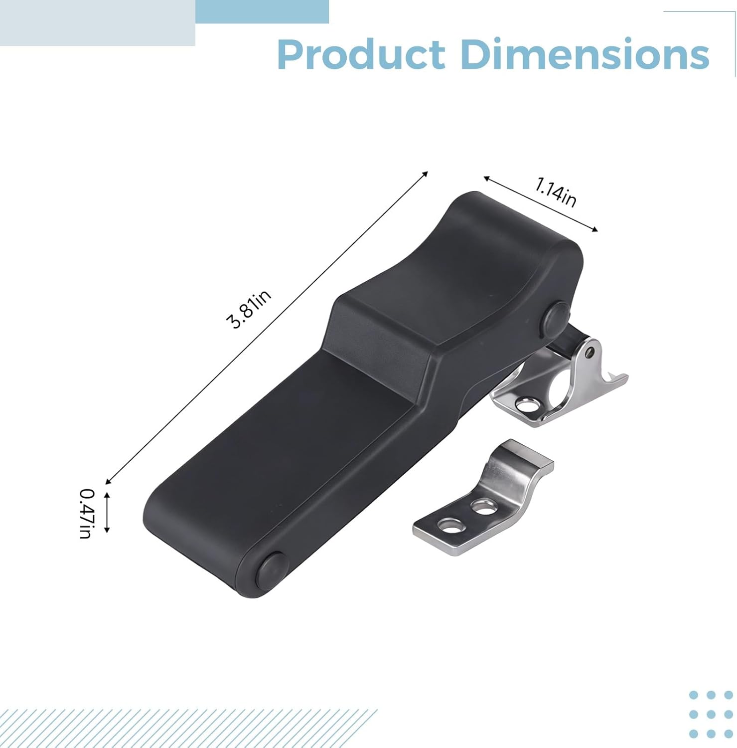 8 Pcs Flexible Dk609 Draw Latch 3.9 in, Stainless Steel Toggle Latch for Toolbox/Case/Rv/Cooler, Black, Shock Absorbing, Anti-Corrosion