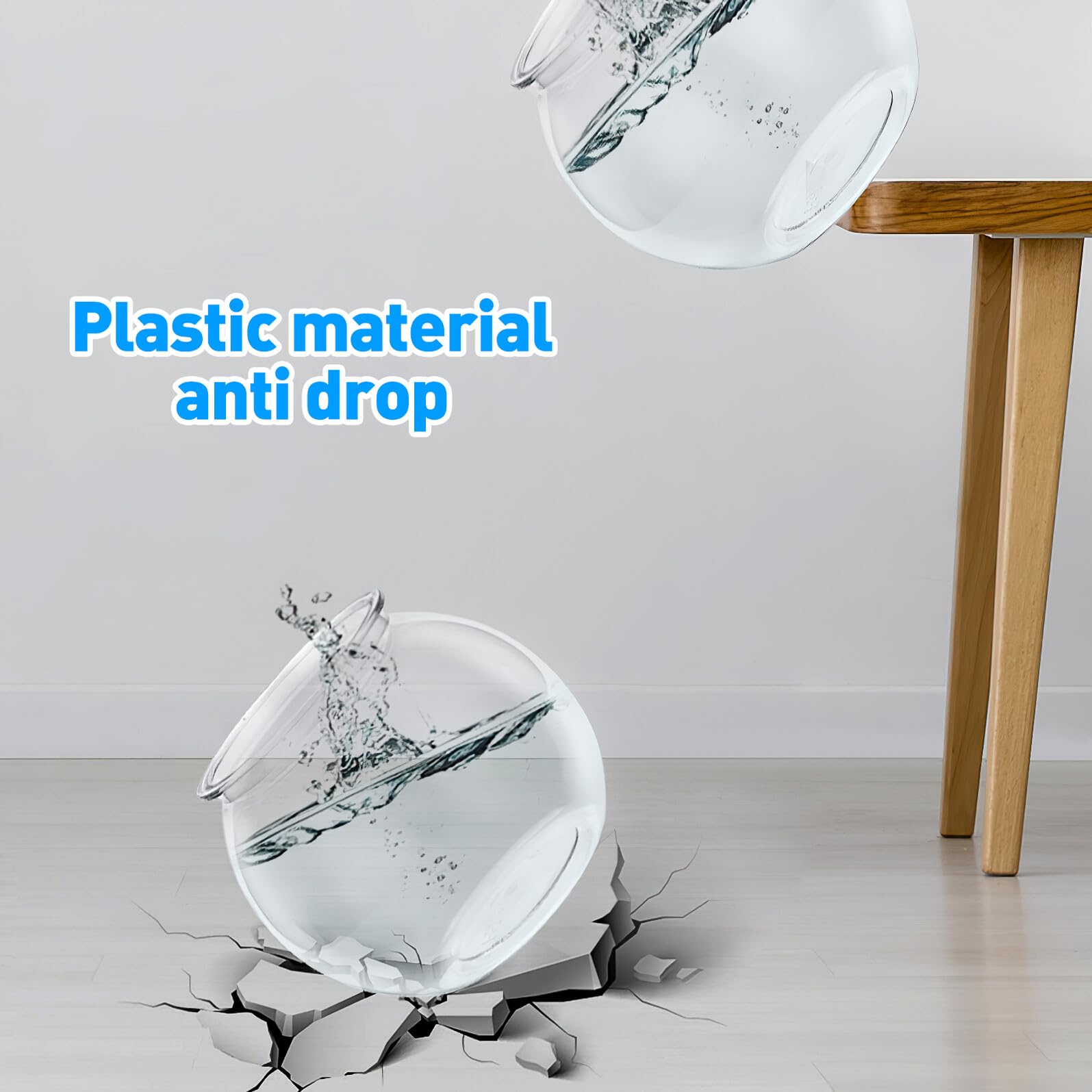 VANZACK Bocal à Poissons Rouges Plastique Transparent Bocal Rond Résistant Aux Chocs pour Décoration Intérieure Et Bureau