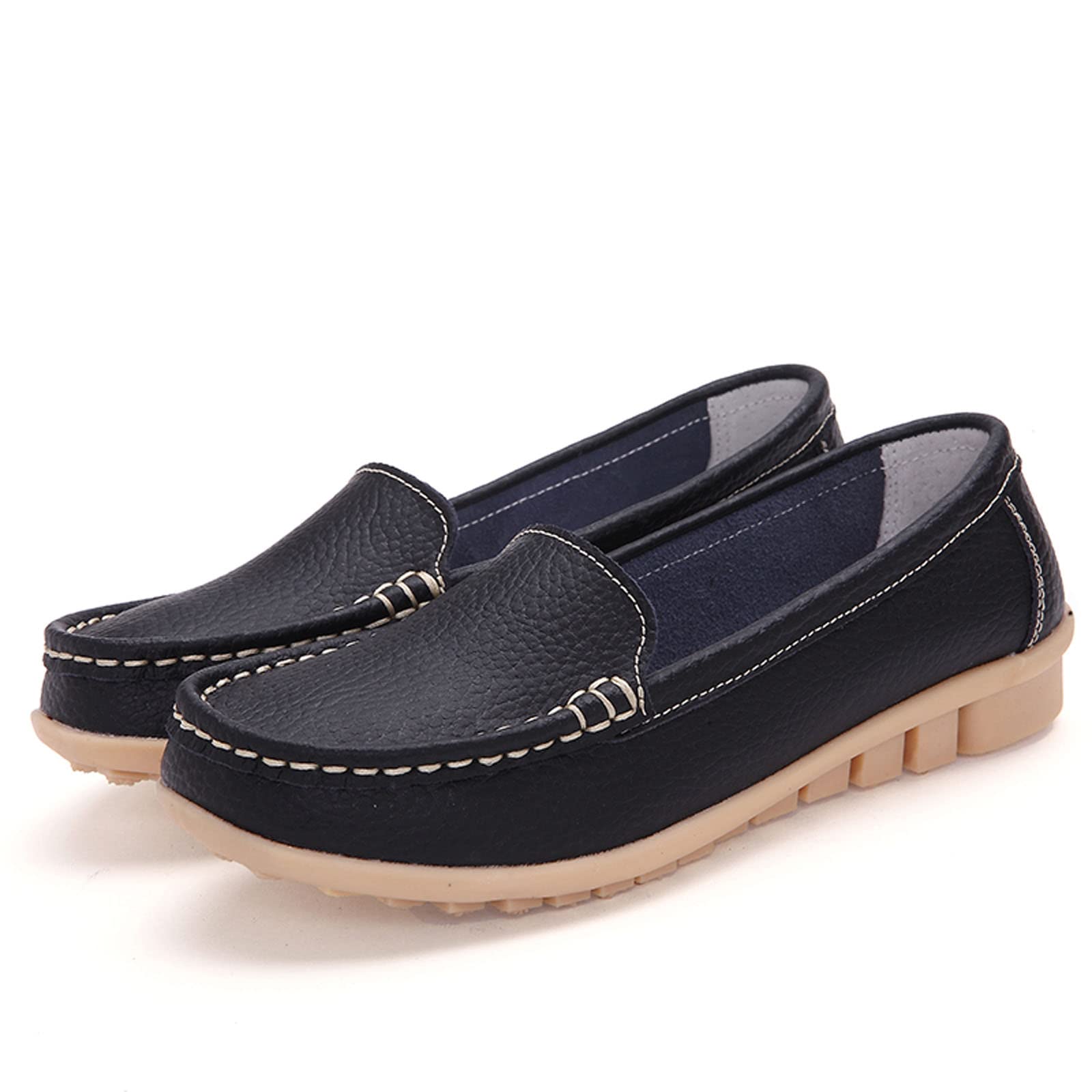 Meidiastra Mocasines para mujer, zapatos planos de enfermería, zapatos planos para conducir, zapatos de barco, Negro, 39 EU