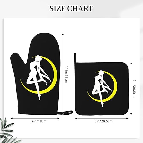 Miniatura 4 de Sa-il-or Moon02 - Juego de manoplas de horno y soportes para ollas, resistentes al calor, antideslizantes, de silicona, con guantes de horno y