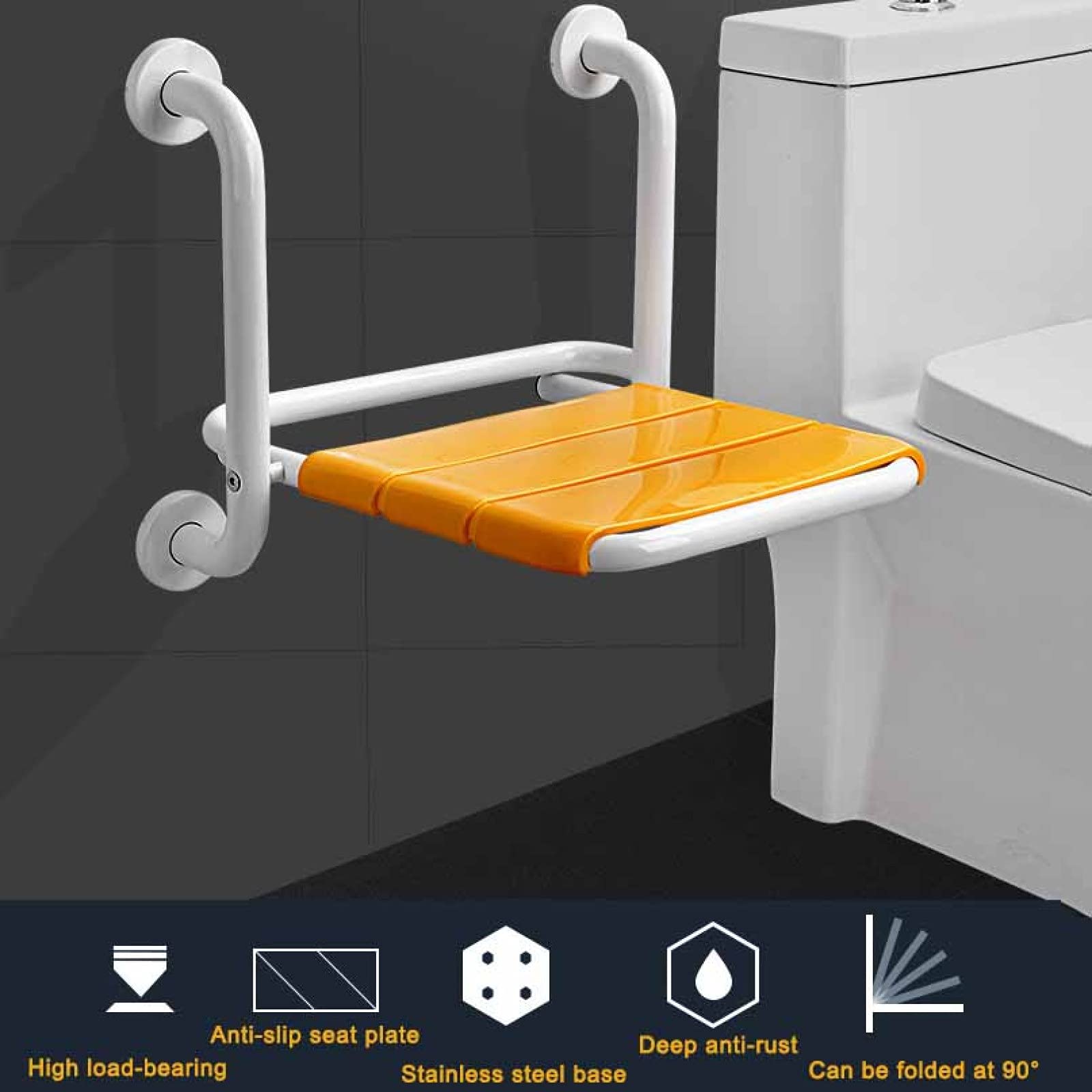 Silla de Ducha abatible Antideslizante para Personas Mayores, Asiento de Ducha Montaje en Pared soporta hasta 150 kg para Personas Mayores, Ancianos, discapacitados, lesionados