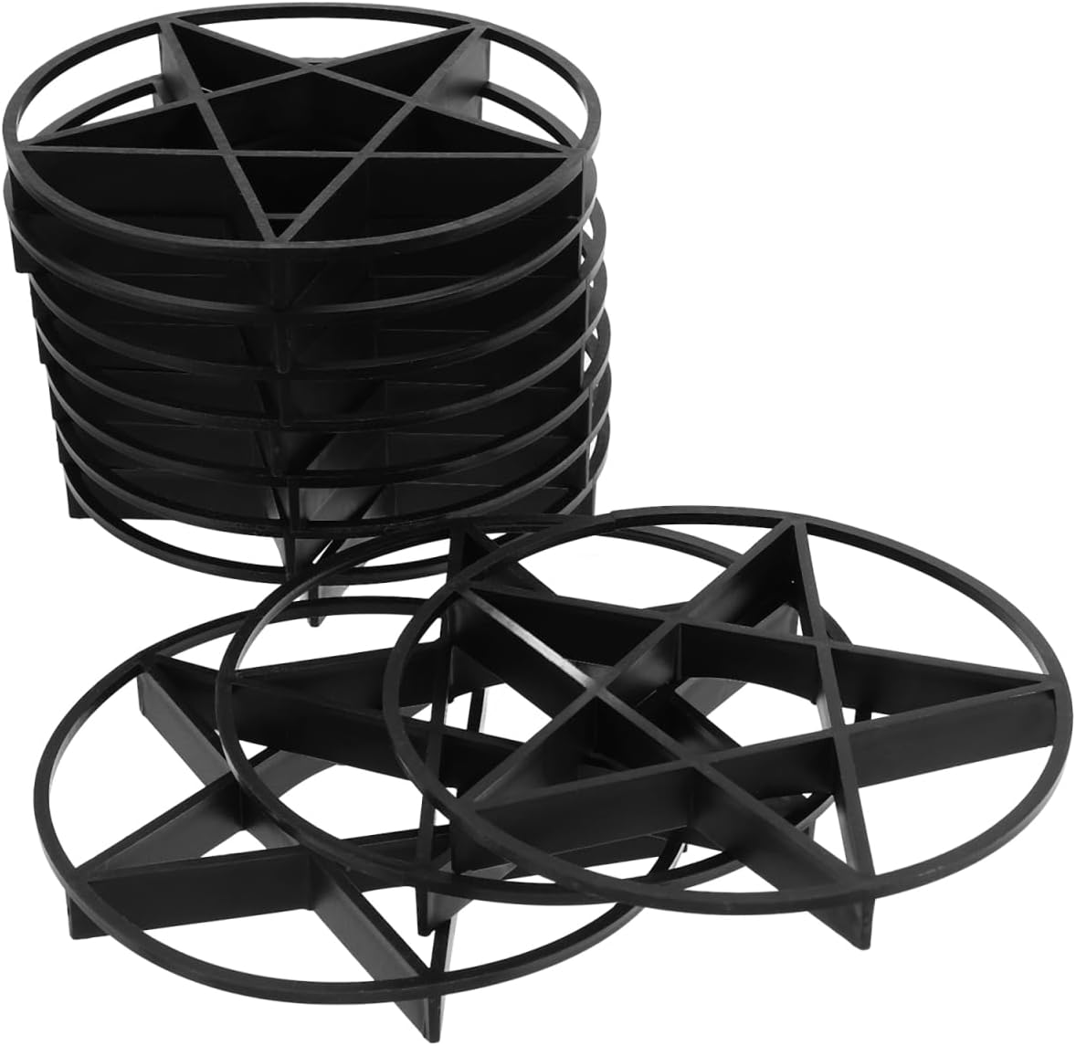 Toddmomy Flower Pot Raising Base Set 10 Pcs Black Pp Plant Risers with Ventilation Holes Elevated Drainage Tray for Indoor Outdoor Pots Root Protection