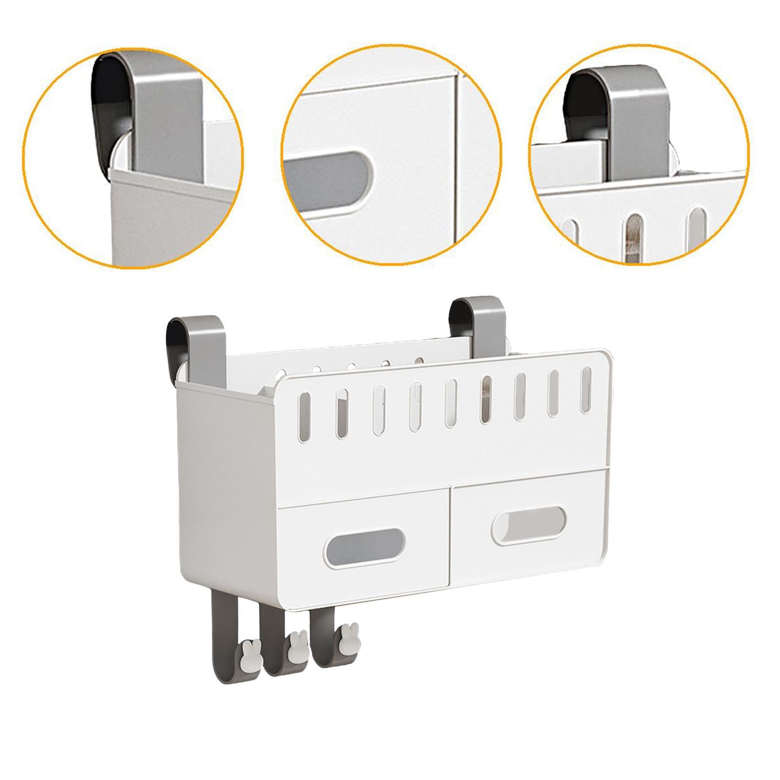 Cestino Multi Scomparti Cestino Portaoggetti Da Appendere QOXEZY - Organizer Comodino, Bianco, 37x21cm Cestino Letto A Castello Multiuso