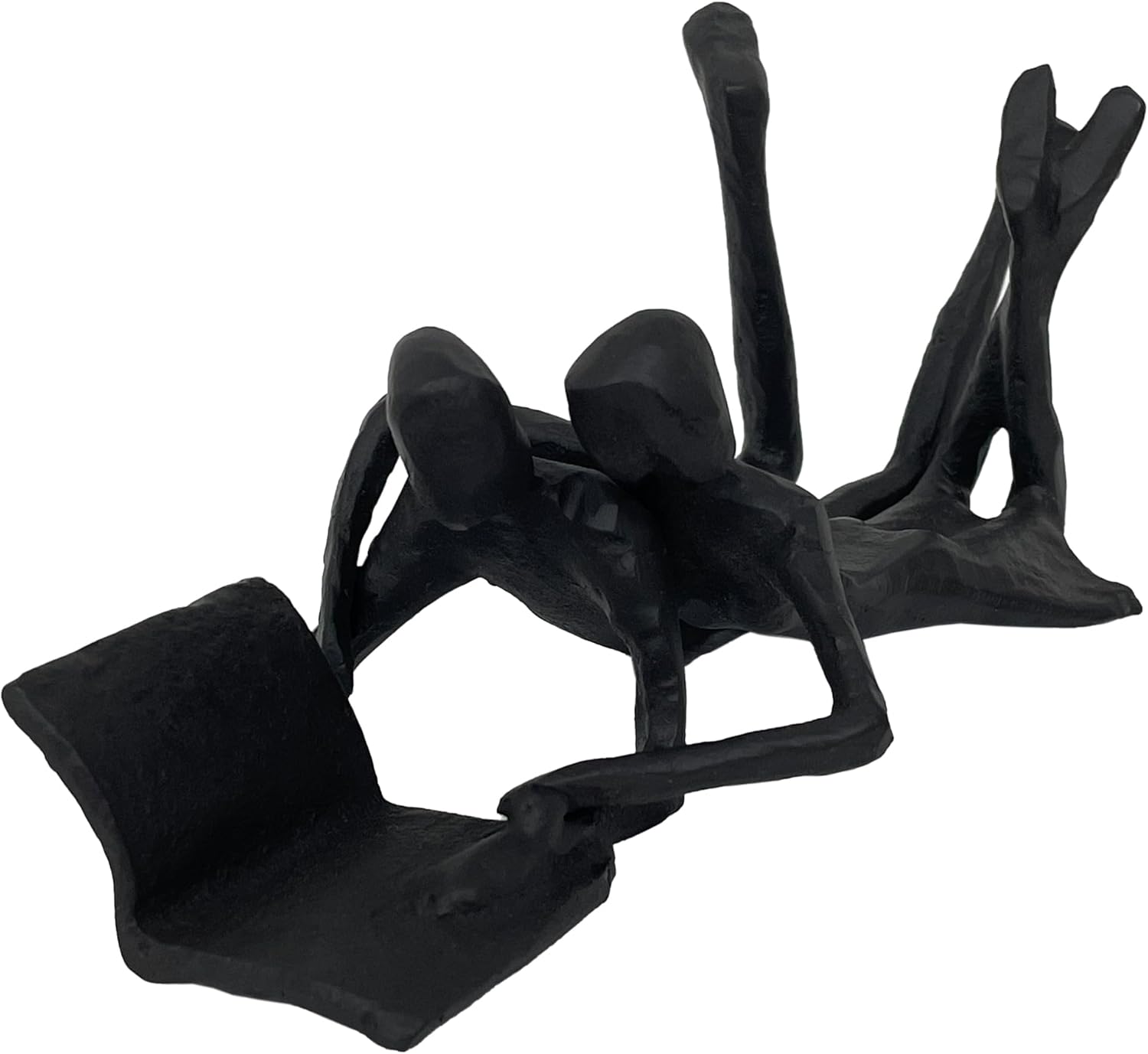 Iron Couple Sculpture, Romantic Abstract Two Figures Reading Together Statue, Black Cast Iron Decorative Couple Figurine for Home, Wedding, Anniversary, Valentine's Day Gift