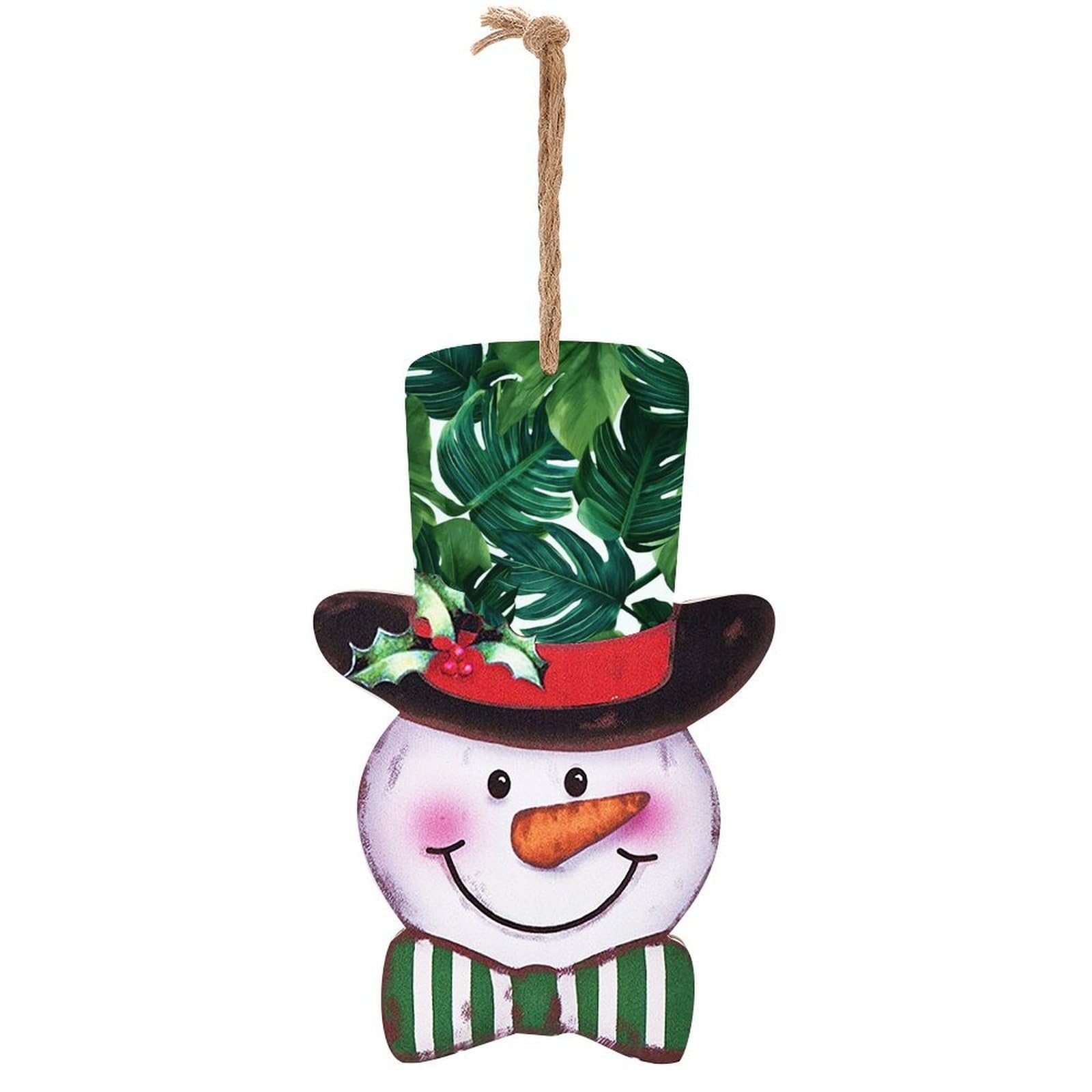 Banana Leaves Snowman Decor Christmas Snowmans Hanging Decors Wooden Exquisite Holiday Decoration Sign for Home Window Wall Farmhouse Indoor Outdoo