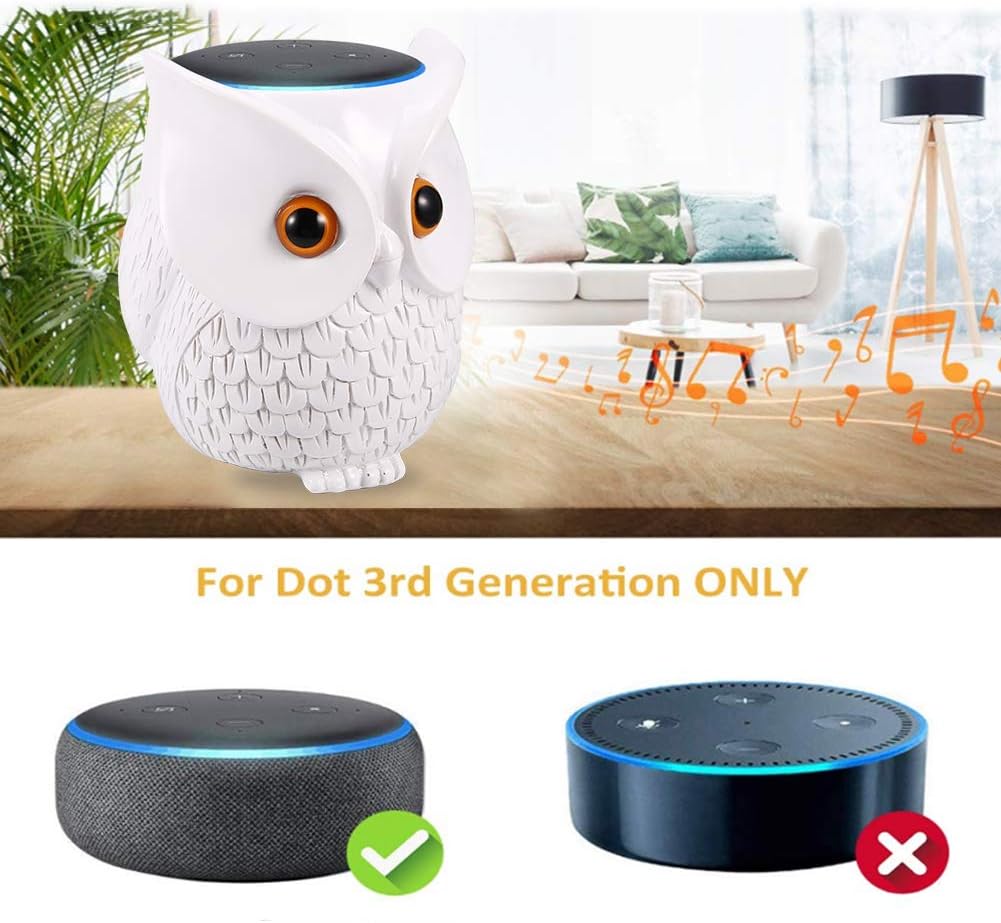Owl Holder Stand, Statue Smart Speaker Holder Stand for 3rd Generation, Cartoon Decor Owl Shape Home Decor