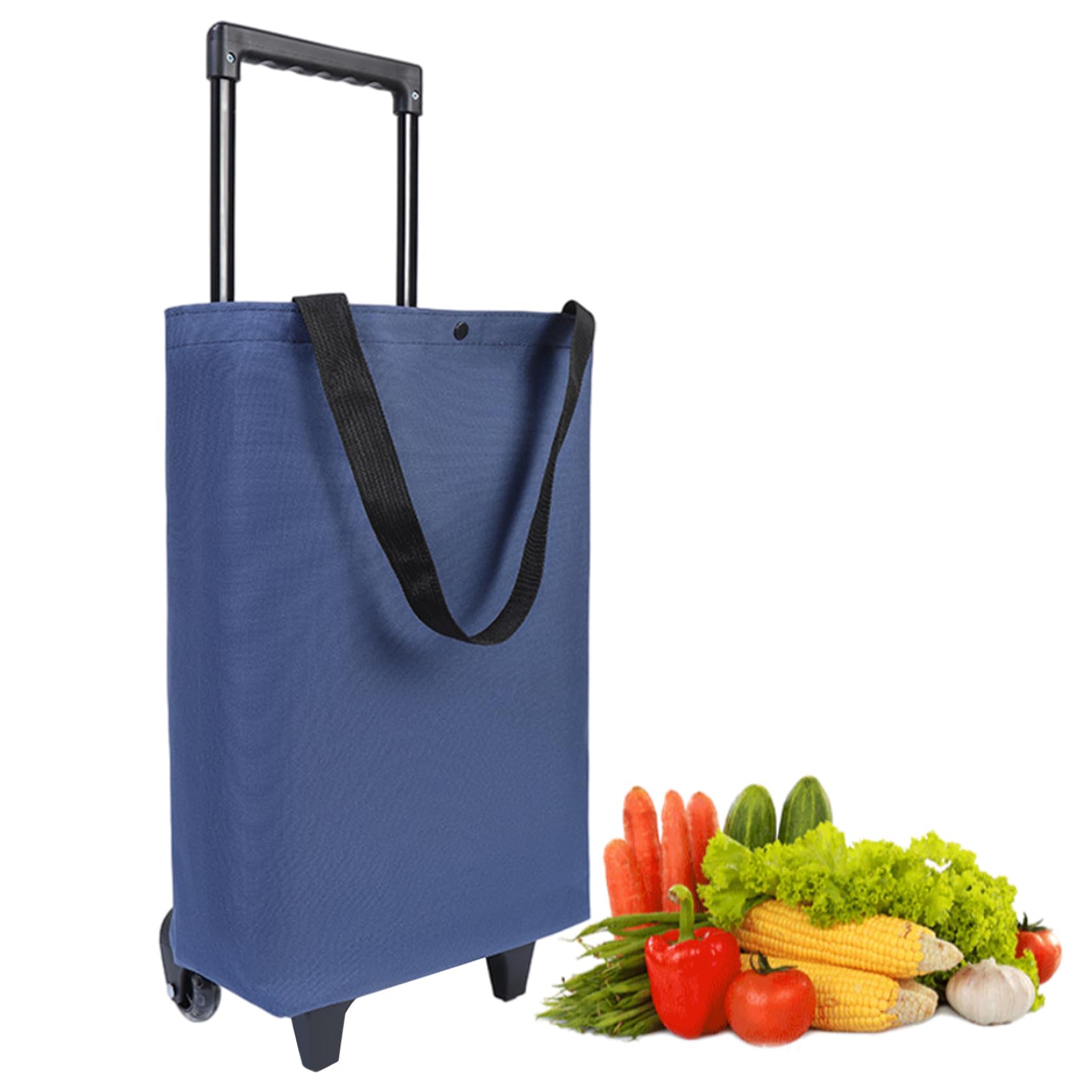 Compras Correos sobre Ruedas Bolsas de tranvía Reutilizables de impermeabilización portátiles Plegables con Mango para supermercados y Viajes, Azul