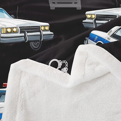 Miniatura 5 de Manta de franela de forro polar para coche de policía, diseño de caricaturas de policía, cama, sofá, sofá, sofá, 50 x 60 pulgadas, con luces de