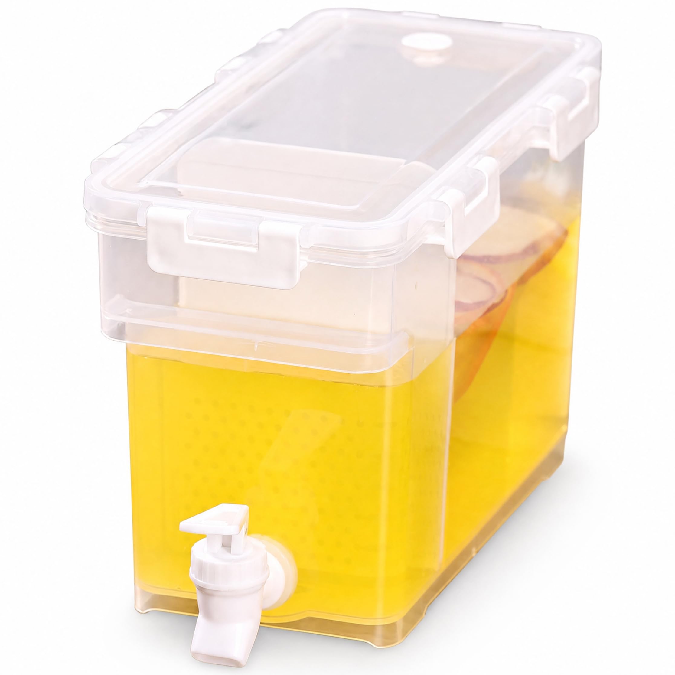 StaZamor 3.5L Fridge Water Dispenser with Spigot, Large Capacity Drink Dispenser for Fridge, Food-Grade Plastic Jug for Home Office Camping, Juice, White