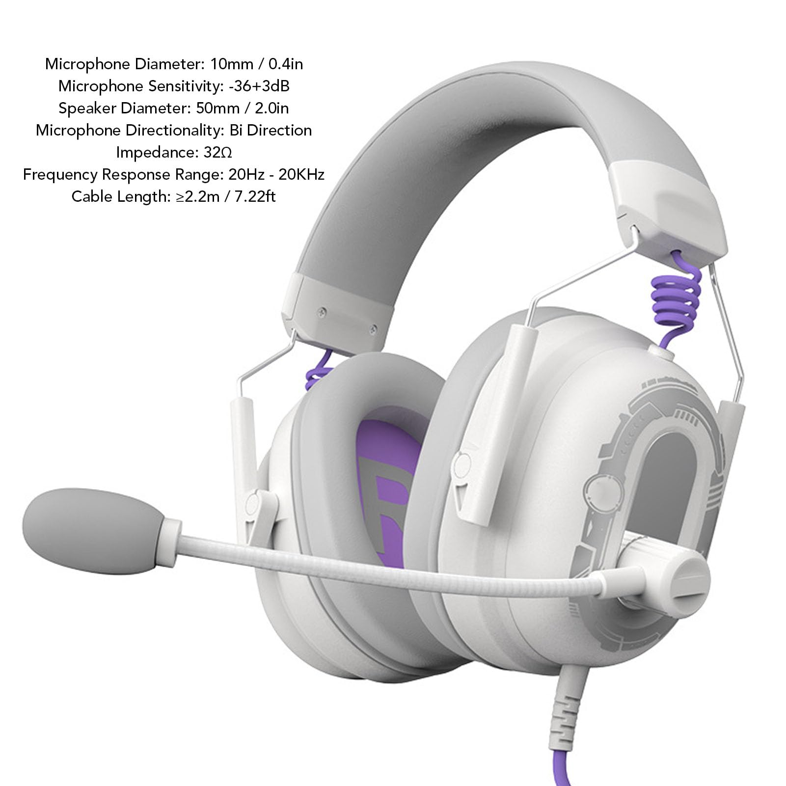 Generic Przewodowy Zestaw Słuchawkowy do Gier USB Lekki Dźwięk Przestrzenny HiFi 7.1 z Mikrofonem z redukcją Szumów dla Graczy ABS/PC (WHITE)