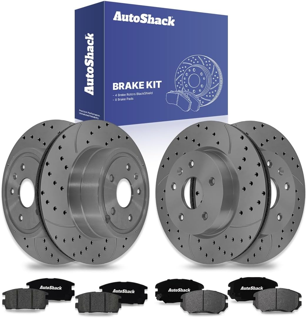 AutoShack Front Vented & Rear Vented Brake Rotors + Premium Ceramic Pads 12-PC Brake Kit Replacement for 2010-2017 Chevrolet Equinox 2010-2017 GMC Terrain