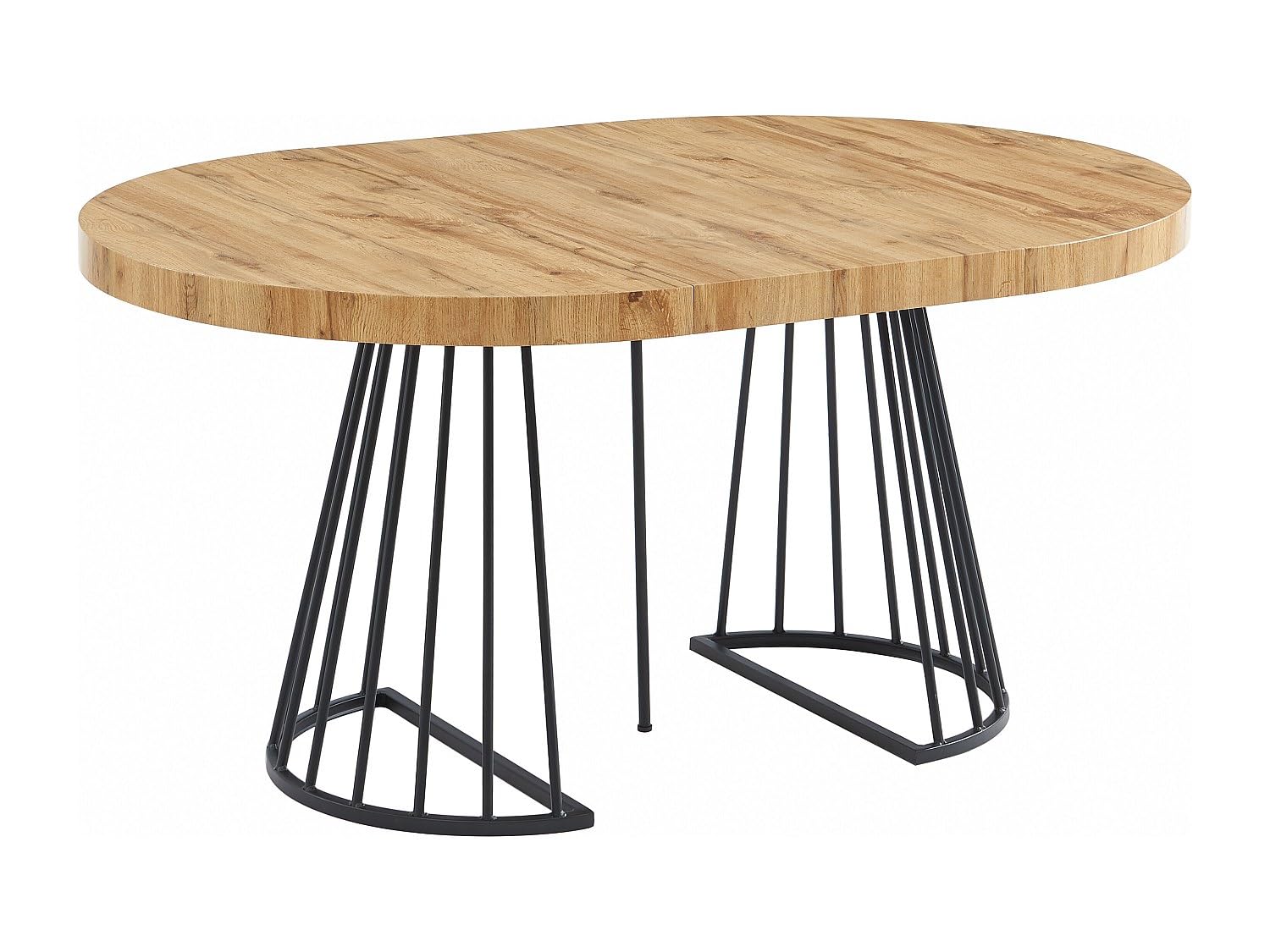 Vente-​unique - Table à Manger Extensible 2 à 12 Personnes en MDF et Acier - Naturel et Noir - FIRELA