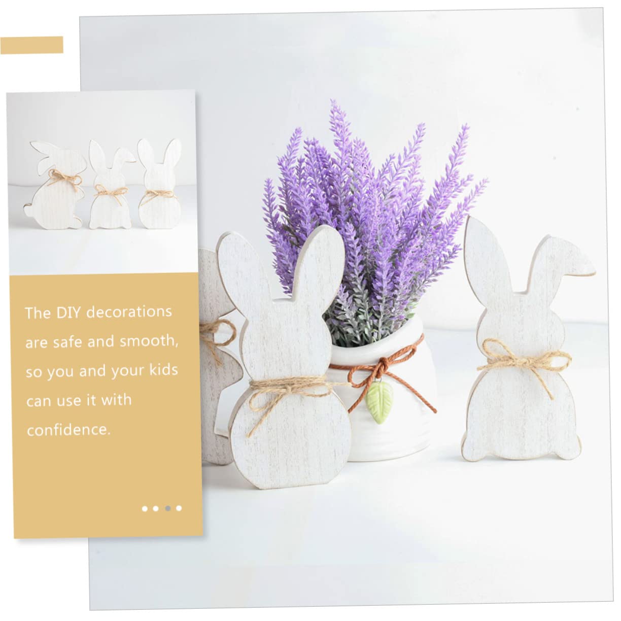 NUOBESTY 5 Set Coniglietto Di Pasqua Decorazione Camera Letto Bedroom Decoration Novità Maiale Fieno Accessori Fai Da Te Per Decorazioni Fai Da Te Di Pasqua Di Legno 3 Pezzi * 5