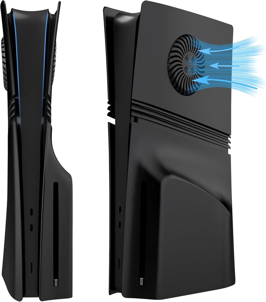 DOBEWINGDELOU Faceplate for P5 Pro Disc Edition with Cooling Vent and Dust Filter, Face Plate Console Accessories Cover ABS Dustproof Replacement Side Shell Case Black