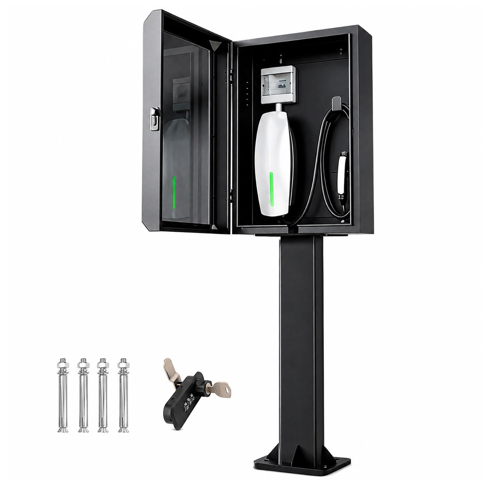 Schutzgehäuse für EV Ladestationen Standgehäuse für den Außenbereich, Schutzabdeckung mit Zahlenschloss, Universell Passend für die Meisten Elektroauto Ladegeräte(50x25x140cm/20x10x55in)